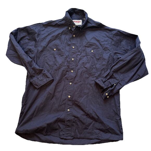 Wrangler Rugged Wear Men's Size XLTall LS Shirt Button Down Wrinkle Resist Blue - Picture 1 of 4